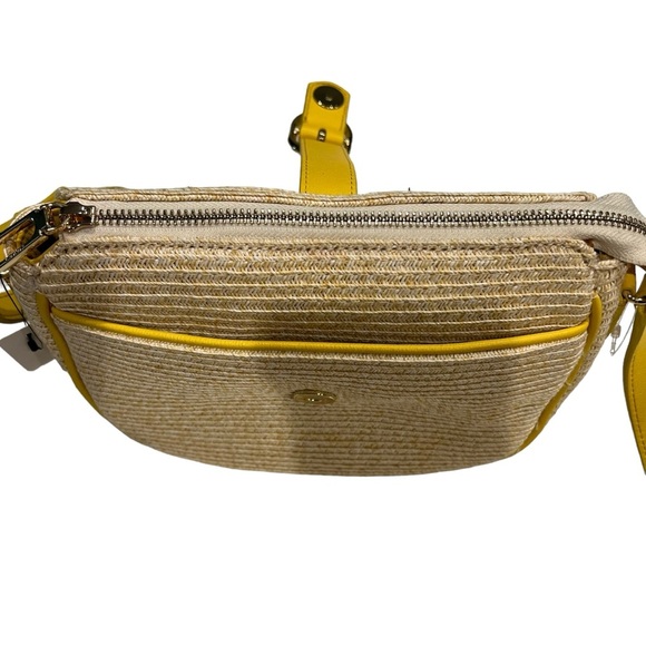Talbots Straw Crossbody With Leather Trim Yellow Summertime Purse NWT - Picture 12 of 15